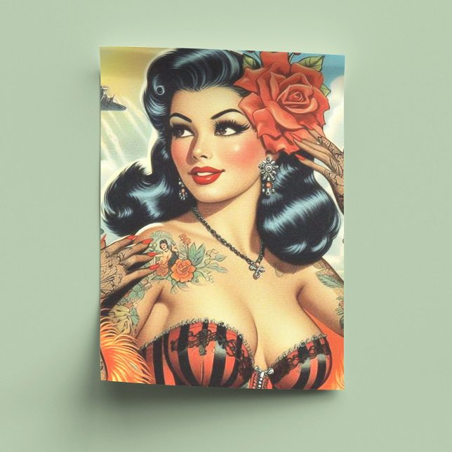 Vintage Cute Tattoo Girl Tissue Paper (Creator Uploaded)
