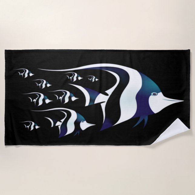 Vintage Cute Tropical  Fish Beach Towel (Front)
