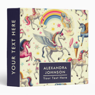 Vintage Cute Unicorn Pattern Binder