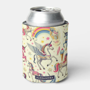 Vintage Cute Unicorn Pattern Can Cooler