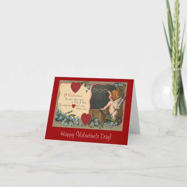 Vintage Cute Valentine's Day, Cherub Teacher Holiday Card (Front)