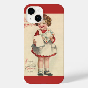 Vintage Cute Valentines Day, Girl with Love Letter Case-Mate iPhone 14 Case