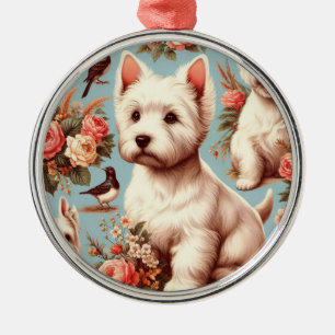Vintage Cute West Highland White Terrier Metal Ornament