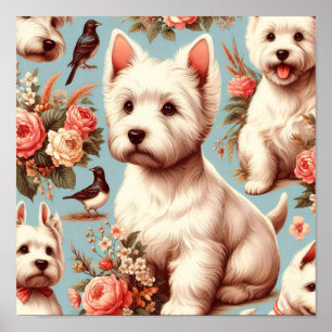 Vintage Cute West Highland White Terrier Poster