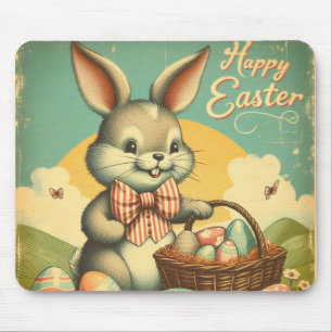 Vintage, Cute, whimsical & colourful Easter bunny Mouse Pad