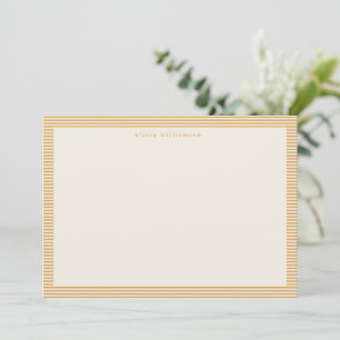 Vintage Cute Yellow Stripes Personalized Name Thank You Card