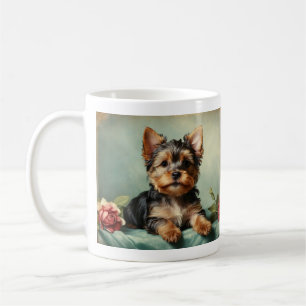 Vintage Cute Yorkshire Terrier Puppy Dog Portrait  Coffee Mug