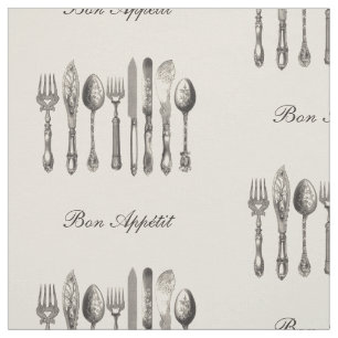 Vintage Cutlery Old Fashioned Print Personalized Fabric