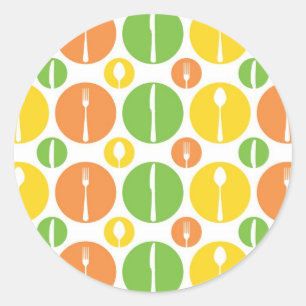 Vintage Cutlery Pattern Classic Round Sticker