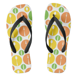 Vintage Cutlery Pattern Flip Flops