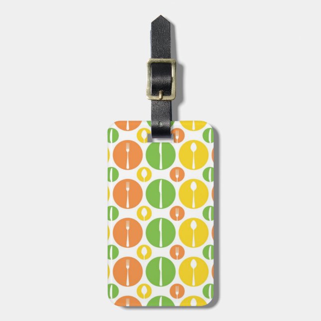 Vintage Cutlery Pattern Luggage Tag (Front Vertical)