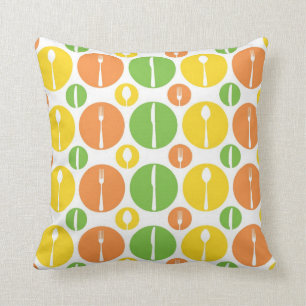 Vintage Cutlery Pattern Throw Pillow