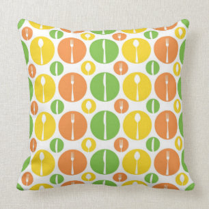 Vintage Cutlery Pattern Throw Pillow