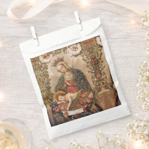Vintage Cuzco School Virgin Adoring Christ Child Favour Bag