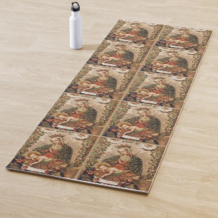 Vintage Cuzco School Virgin Adoring Christ Child Yoga Mat