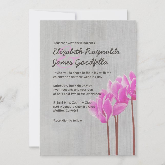 Vintage Cyclamen Wedding Invitations (Front)