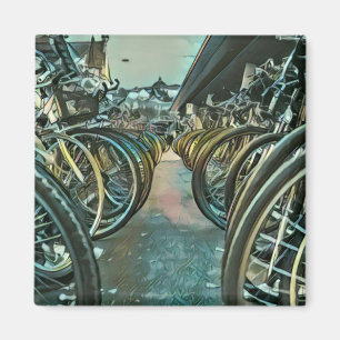 Vintage cycling artwork magnet