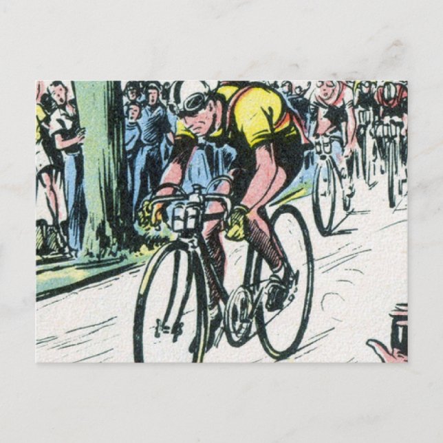 Vintage Cycling Print Postcard (Front)