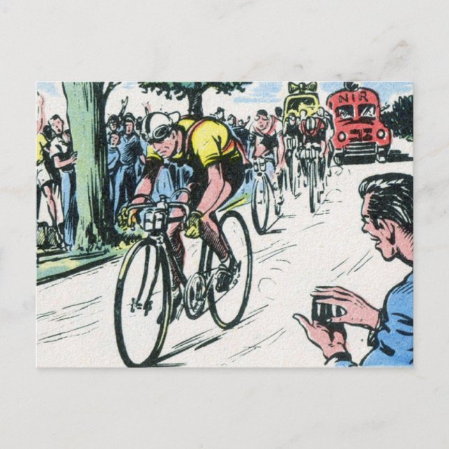 Vintage Cycling Print Postcard (Front)