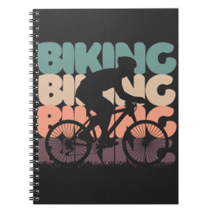 vintage cycling retro colours with biker silhouett notebook