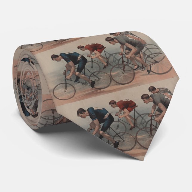 Vintage Cyclist Race Illustration (1896) Tie (Rolled)
