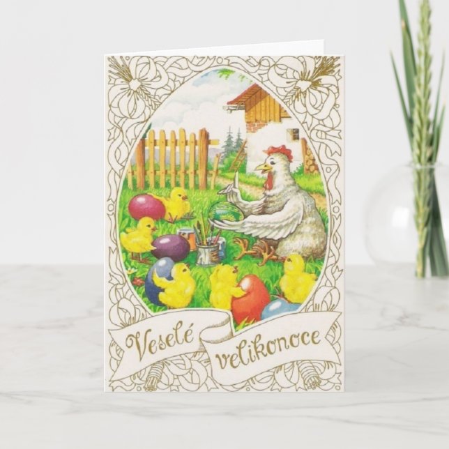 Vintage Czech / Slovak Easter Card (Front)