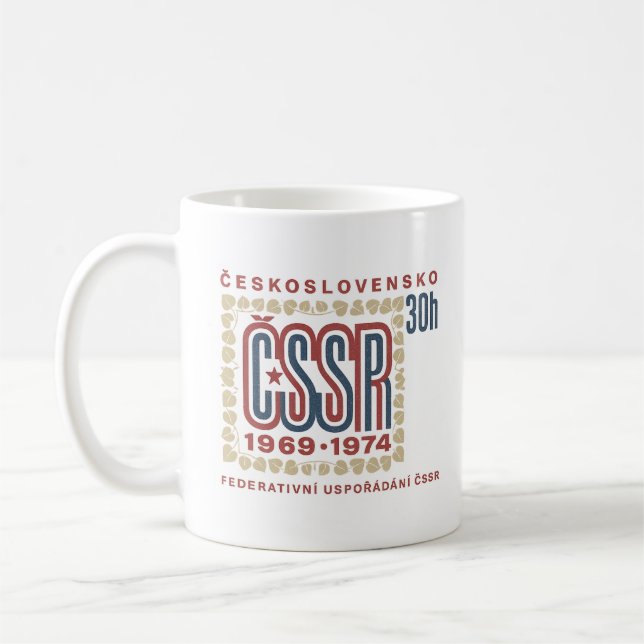 Vintage Czechoslovak ČSSR Stamp Artwork Coffee Mug (Left)