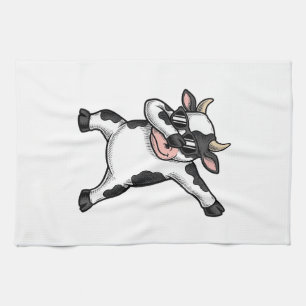 Vintage Dabbing Cow Sunglasses Graphic Shirt_1 Kitchen Towel