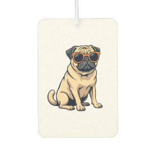 Vintage Dabbing Pug with Sunglasses Funny Dog Vect Air Freshener