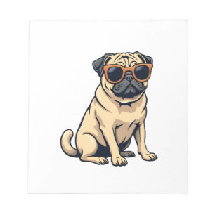 Vintage Dabbing Pug with Sunglasses Funny Dog Vect Notepad