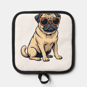 Vintage Dabbing Pug with Sunglasses Funny Dog Vect Pot Holder