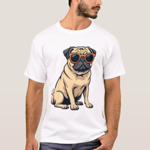 Vintage Dabbing Pug with Sunglasses Funny Dog Vect T-Shirt