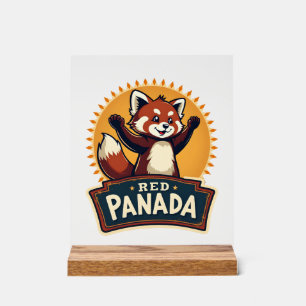 Vintage Dabbing Red Panda Retro Animal Graphic 2 Acrylic Sign