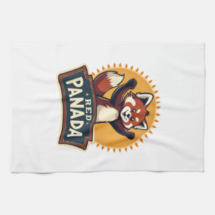 Vintage Dabbing Red Panda Retro Animal Graphic 2 Kitchen Towel