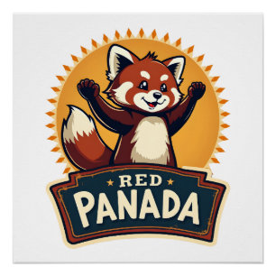 Vintage Dabbing Red Panda Retro Animal Graphic 2 Poster