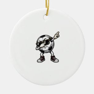 Vintage Dabbing Soccer Ball Shirt Design (2)_1 Ceramic Ornament