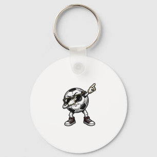 Vintage Dabbing Soccer Ball Shirt Design (2)_1 Keychain