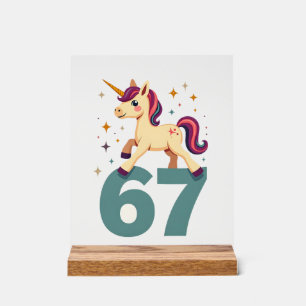 Vintage Dabbing Unicorn 67 Rainbow Birthday Vector Acrylic Sign