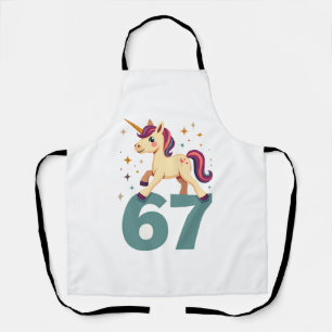 Vintage Dabbing Unicorn 67 Rainbow Birthday Vector Apron