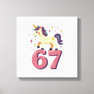 Vintage Dabbing Unicorn 67 Rainbow Birthday Vector Canvas Print