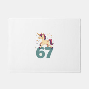 Vintage Dabbing Unicorn 67 Rainbow Birthday Vector Doormat
