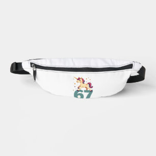 Vintage Dabbing Unicorn 67 Rainbow Birthday Vector Fanny Pack