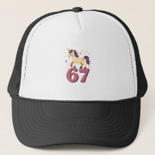Vintage Dabbing Unicorn 67 Rainbow Birthday Vector Trucker Hat