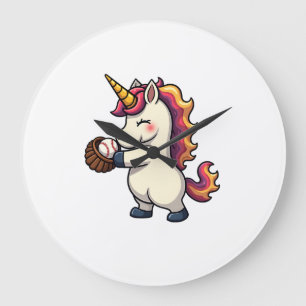 Vintage Dabbing Unicorn Baseball Cartoon Vector De Large Clock