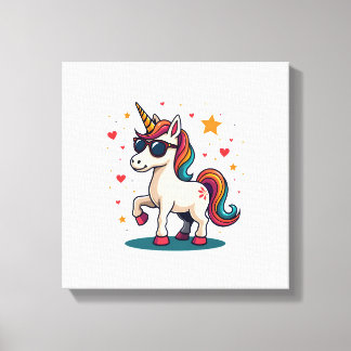 Vintage Dabbing Unicorn Rainbow Sunglasses Retro C Canvas Print