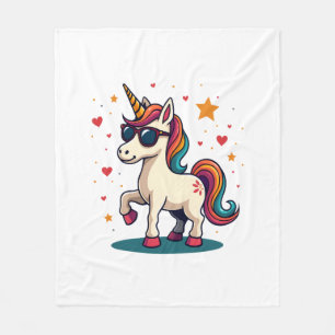Vintage Dabbing Unicorn Rainbow Sunglasses Retro C Fleece Blanket