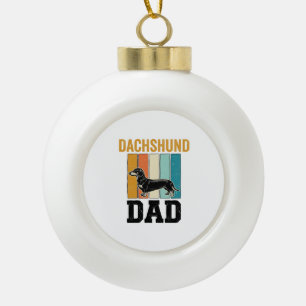 Vintage Dachshund Dad Dog Lover Vector Design_1 Ceramic Ball Christmas Ornament