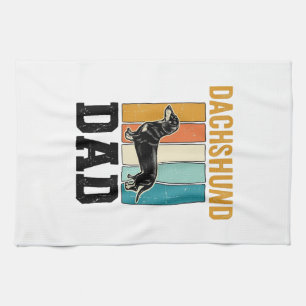 Vintage Dachshund Dad Dog Lover Vector Design_1 Kitchen Towel