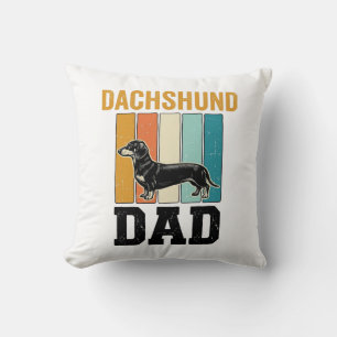 Vintage Dachshund Dad Dog Lover Vector Design_1 Throw Pillow