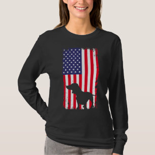 Vintage Dachshund Dog American Flag Dog  Men Women T-Shirt